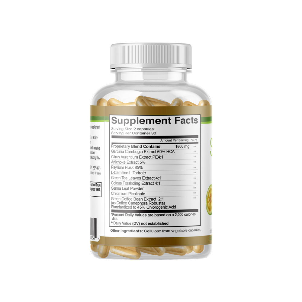 Etiqueta de información nutricional de SlimWaist Plus – ingredientes y mezcla propietaria